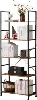 SURFOU Regal Wohnzimmer, Bücherregal Metall, Standregal mit 4 Offenes Regale, für Bücherregale Standing Wohnzimmerregal Möbel Bookcase Bücherschrank Shelf Buchregal, Braun