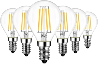 LVWIT E14 Filament LED Lampen Tropfenform, 7W LED Birne 1055LM, Ersetzt 75W Glühbirnen, Warmweiß 2700K Energiesparlampe, Glas Fadenlampe, Nicht Dimmbar, 6er Pack