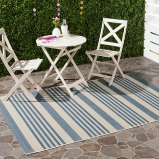 SAFAVIEH Geometrisch Teppich für Wohnzimmer, Esszimmer, Schlafzimmer - Courtyard Collection, Kurzer Flor, Beige und Blau, 201 X 290 cm