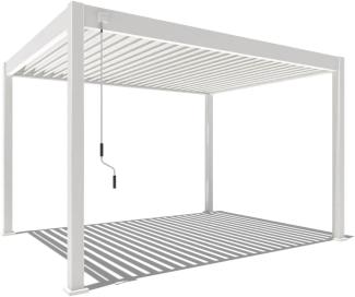 Weide Deluxe | Voll-Alu Pavillon | 3x4 M | Lamellendach weiß | Pergola freistehend