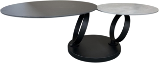 riess-ambiente Couchtisch DANCING RINGS schwarz/grau · runder Keramik-Ablagetisch Metallgestell (Einzelartikel, 1-St), Wohnzimmer · 2 Tischplatten · Beton-Design · drehbar · Modern