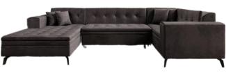 Designer Sofa Neola mit Schlaffunktion Samt Dunkelbraun Links