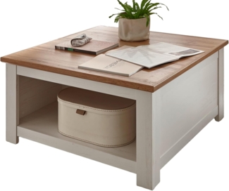 Couchtisch Hemsby in weiß Pinie / Eiche Landhaus 95 x 95 cm