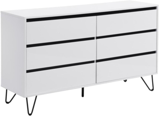 Vente-unique - Kommode - 6 Schubladen - MDF - Weiß & Schwarz - ABUJA