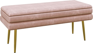 HOMCOM Sitzbank mit Samtoptik (Bettbank mit Stahlbeine, 1-St, Polsterbank mit Stauraum), für Wohnzimmer, Schlafzimmer, Rosa, 100 x 37,5 x 42 cm