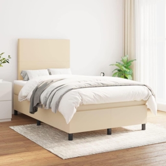 vidaXL Boxspringbett mit Matratze Creme 120x200 cm Stoff, Härtegrad: H2 [3141606]