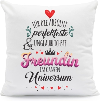 GRAVURZEILE Zierkissen mit Spruch - Für die perfekte Freundin - Geschenk für Freunde -