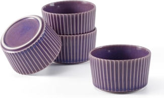 JIWOO Schale 4er Ø11cm,Müslischale Eisschale Dessertschale Obstschale Snackschale, Keramik, (Schaleset, 4-tlg), Hochwertiges Schalen Lila Mikrowellenofen Spülmaschine Ø 11cm