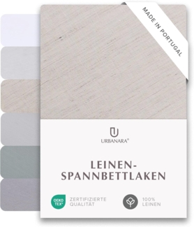 Urbanara Spannbettlaken Spannbetttuch Toulon I 100% Leinen, Leinen, Gummizug: Ja, (1 Stück), Bettlaken aus 100% Leinen - Made in Portugal