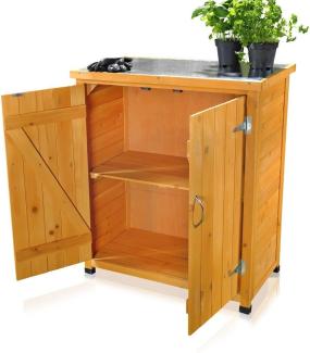 Melko Garten-Geräteschrank Melko Geräteschrank Aufbewahrungsschrank aus Holz, Farbe Braun 75x40cm, BxT: 75x40 cm, (Stück), Oberfläche mit robuster Platte