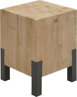 Hocker HWC-L76, Sitzhocker Holzhocker, Industrial Metall Massiv-Holz MVG-zertifiziert, natur