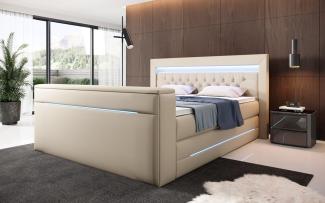 Boxspringbett Merkur mit TV Lift und RGB 140x200 Beige H4