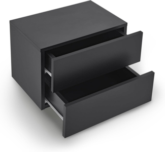 Juskys Wandschrank Nachttisch hängend Holz 40x29x30 cm BTH - mit 2 Schubladen - Wandmontage - Nachtkommode stabil - Nachtschrank Schwarz