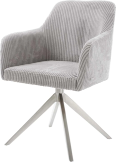 Drehstuhl Greg-Flex Cord Silbergrau Kreuzgestell breit Edelstahl 360° drehbar Wippfunktion Taschenfederkern