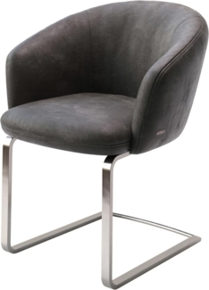 Freischwinger Caja-Flex mit Armlehnen Mikrofaser Anthrazit Vintage Freischwinger flach Edelstahl Taschenfederkern