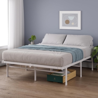ZINUS Bettgestell Mateo, modernes Bett mit Lattenrost, Gästebett (Packung, 1-tlg, Metallbett, Weiß, 90x200 cm), Kinderleichter Aufbau, EcoFriendly Packaging