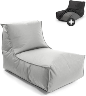 mokebo Sitzsack Der Sundowner (mit Schutzhülle), Bean Bag Outdoor für Kinder & Erwachsene, Relaxliege, Liege in Grau