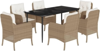 5-tlg. Garten-Essgruppe mit Kissen Beige Poly Rattan