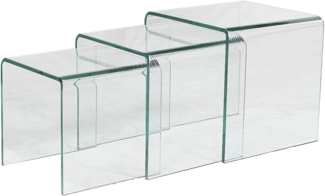 Vente-unique - Beistelltisch 3er-Set - gebogenes Glas - MINKA