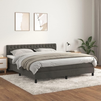 vidaXL Boxspringbett mit Matratze Dunkelgrau 180x200 cm Samt 3141498