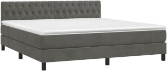 vidaXL Boxspringbett mit Matratze Dunkelgrau 180x200 cm Samt 3141498