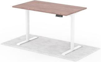 elektrisch höhenverstellbarer Schreibtisch DESK 140 x 80 cm - Gestell Weiss, Platte Walnuss