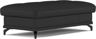 Cavadore Hocker Castiel / Polsterhocker mit mattschwarzen Metallfüßen, ideal als Beistellhocker, Fußablage, Sitzgelegenheit / 138 x 48 x 71 / Echtleder, Schwarz