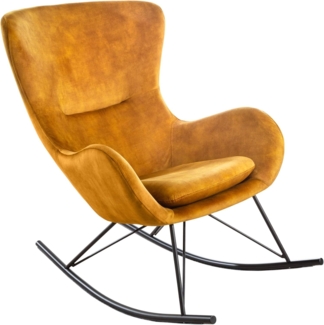 riess-ambiente Schaukelstuhl SCANDINAVIA SWING senfgelb / schwarz (Einzelartikel, 1 St), Wohnzimmer · Samt · Metall · mit Armlehne · wippbar · Modern Design