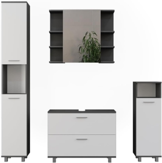 Badmöbel-Set Ilias Anthrazit/Weiß 4 Teile Vicco