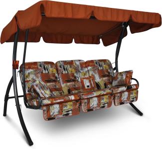 Angerer Freizeitmöbel GmbH Hollywoodschaukel Comfort - Gartenschaukel Made in Germany - Schaukel zum Sitzen, Liegen und Entspannen - mit Bett-Funktion - einfache Montage (Braun-Schwarz gemustert)