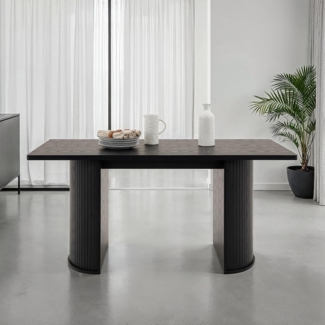 IDIMEX Esstisch GUARDA, Esszimmertisch 160x75cm mit Designfuß in Lamellenoptik MDF Schwarz
