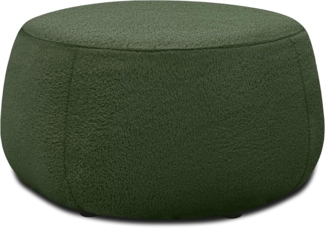 DOMO. collection Polsterhocker Molina, moderner, runder Hocker aus Teddy-Stoff, Sitzhocker, Fußhocker, Beistellhocker, Sofa-Hocker, Garnitur 75 x 75 x 42 cm (BxTxH), dunkelgrün
