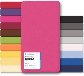 CelinaTex Jersey Spannbettlaken Lucina Doppelpack 90x200-100x200cm pink 100% Baumwolle gekämmt bis 26cm Matratzenhöhe Oeko-TEX