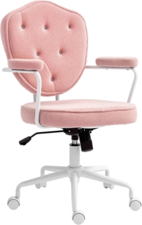 HOMCOM Bürostuhl Ergonomisch Schreibtischstuhl mit Wippfunktion, geknöpftem Bezug (Computerstuhl, 1 St), für Home Office, Teddybärvlies, Rosa