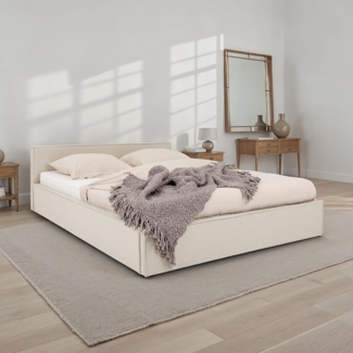 IDIMEX Polsterbett PESARO, Doppelbett 160x200 cm mit Lattenrost Leinen Optik Beige