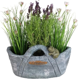 Arnusa Blumentopf Pflanzschale Jeans-Style Gartendeko 20 x 36 x 20 cm, Pflanzgefäß Gartenfigur Dekotopf Gartendekoration