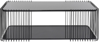 Kare Design Couchtisch Wire Double, Schwarz, Pflegeleicht Sicherheitsglas, Wohnzimmertisch, Stahlgestell, Tischplatte aus Glas, Wohnzimmer, Rechteckig, 42 x 120 x 60 cm (H/B/T)