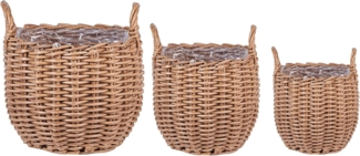 Set mit 3 Blumentöpfen AUCUBA PE Rattan 26 34 44 cm Hellbraun