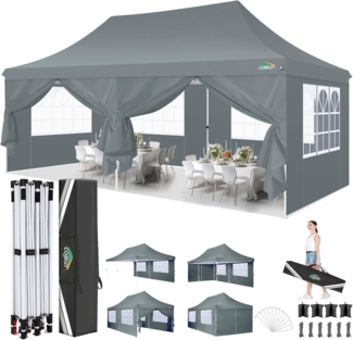 COBIZI Faltpavillon 3X6m Wasserdicht Stabil Pavillon 3x6 m, Partyzelt Faltbar Anti-UV mit 6 Seitenwänden, Gartenpavillon für Hochzeiten, Freien, Garten