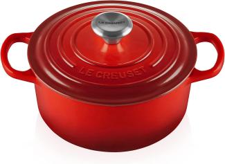 Le Creuset Signature Gusseisen-Bräter mit Deckel, Für alle Herdarten und Induktion geeignet, Rund, Kirschrot, 20,0 cm, 2.4