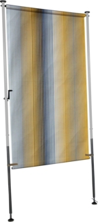 Angerer Freizeitmöbel GmbH Balkonsichtschutz Exklusiv - Senkrechtmarkise für Sicht- und Sonnenschutz - Montage ohne Bohren und Dübeln - ideale Balkonmarkise für Mietwohnungen (Gelb-Blau-Weiß, 120 cm)