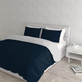 Italian Bed Linen Natural Color Doubleface Bettbezug, 100% Baumwolle, hell Grau/Rauch, Doppelte