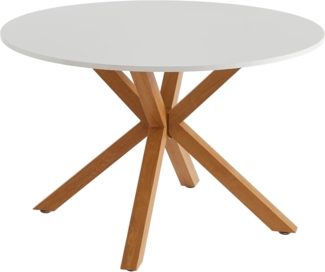 BAÏTA Esstisch, rund, Harry Weiß und Eicheneffekt, 120 cm