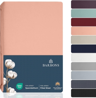 BARBONS Spannbettlaken 180x200 cm - 100% Baumwolle Spannbetttuch Oeko-TEX Zertifiziert Bettlaken Jersey Bettwaren und Bettbezug für Boxspringbett und Dicke Matratzen bis 22 cm - Rosa 180x200