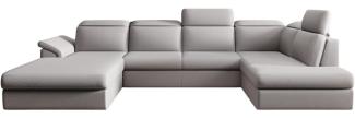 Designer Sofa Emiliano mit Schlaf- und Klappfunktion Stoff Beige Links