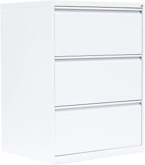 Stahl Büro Hängeregistratur Schrank Bürocontainer 101x76x62cm (HxBxT) mit 3 Schüben doppelbahnig Weiß 561327