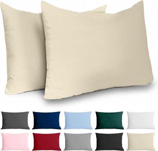 Kissenbezug 50x70 Renforcé Baumwolle (2er-Set) - Beige - Dicht gewebt mit 57 Fäden/cm² - Kissenbezug 70x50 cm - Oeko Tex Zertifiziert - Dreamzie