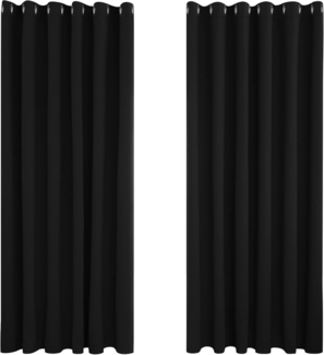 Deconovo Vorhang Blickdicht Kälteschutz Gardinen Wohnzimmer Kälteschutzvorhang Blickdicht, 229x229 cm(HöhexBreite), Schwarz, 2er Set