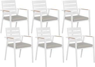 Set mit 6 Stühlen und Sitzkissen TAVIANO Metall Grau