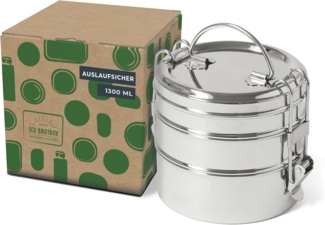Lunchbox Tiffin Swing+ auslaufsicher 1200 ml dreilagig aus Edelstahl von ECO BROTBOX
